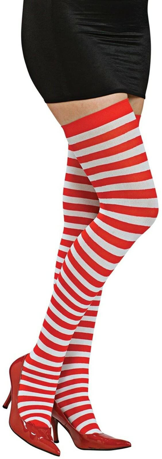 Adult Red / White Striped Thigh Highs Costume Accessory
