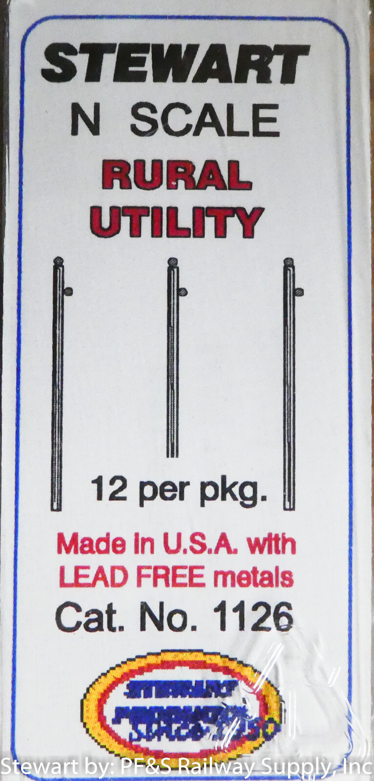 Stewart N Scale #1126 Rural Utility Poles (12 per pkg) Light Cast Metal