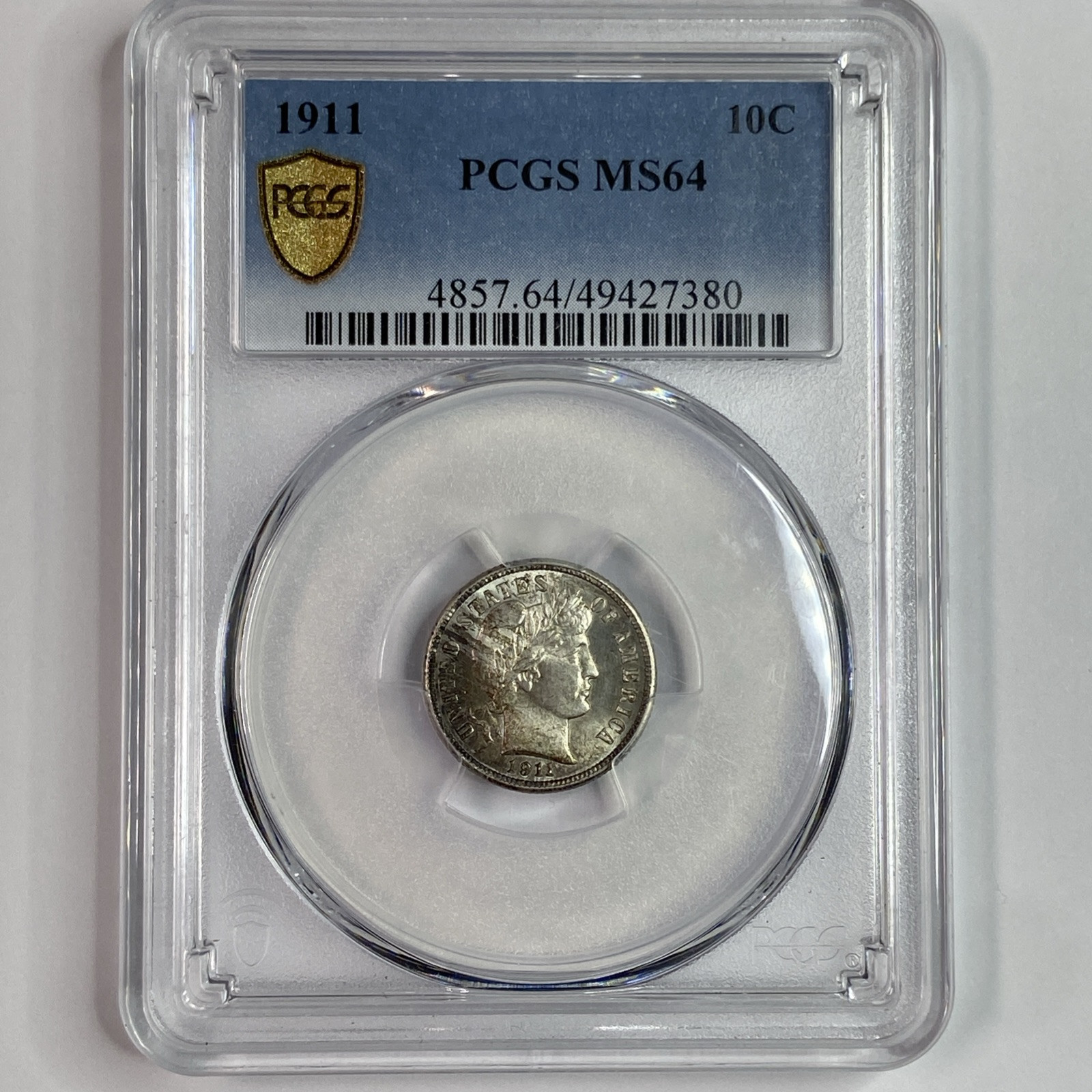 1911 Barber Dime 10c PCGS MS 64