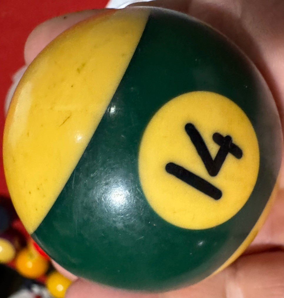 VTG Green Stripe 14 Pool Ball Replacement Billiard 2 1/4" Single Fourteen Patina