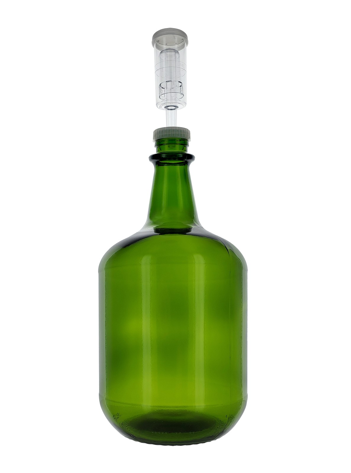 3L Jug Champagne Green - White Cap with Hole and Econo Three-Piece Airlock