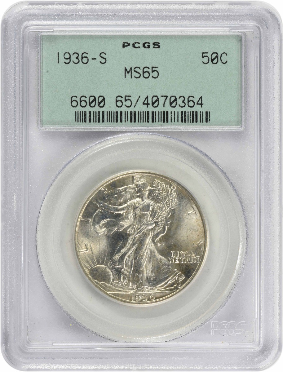 1936-S Walking Liberty Silver Half Dollar MS65 PCGS