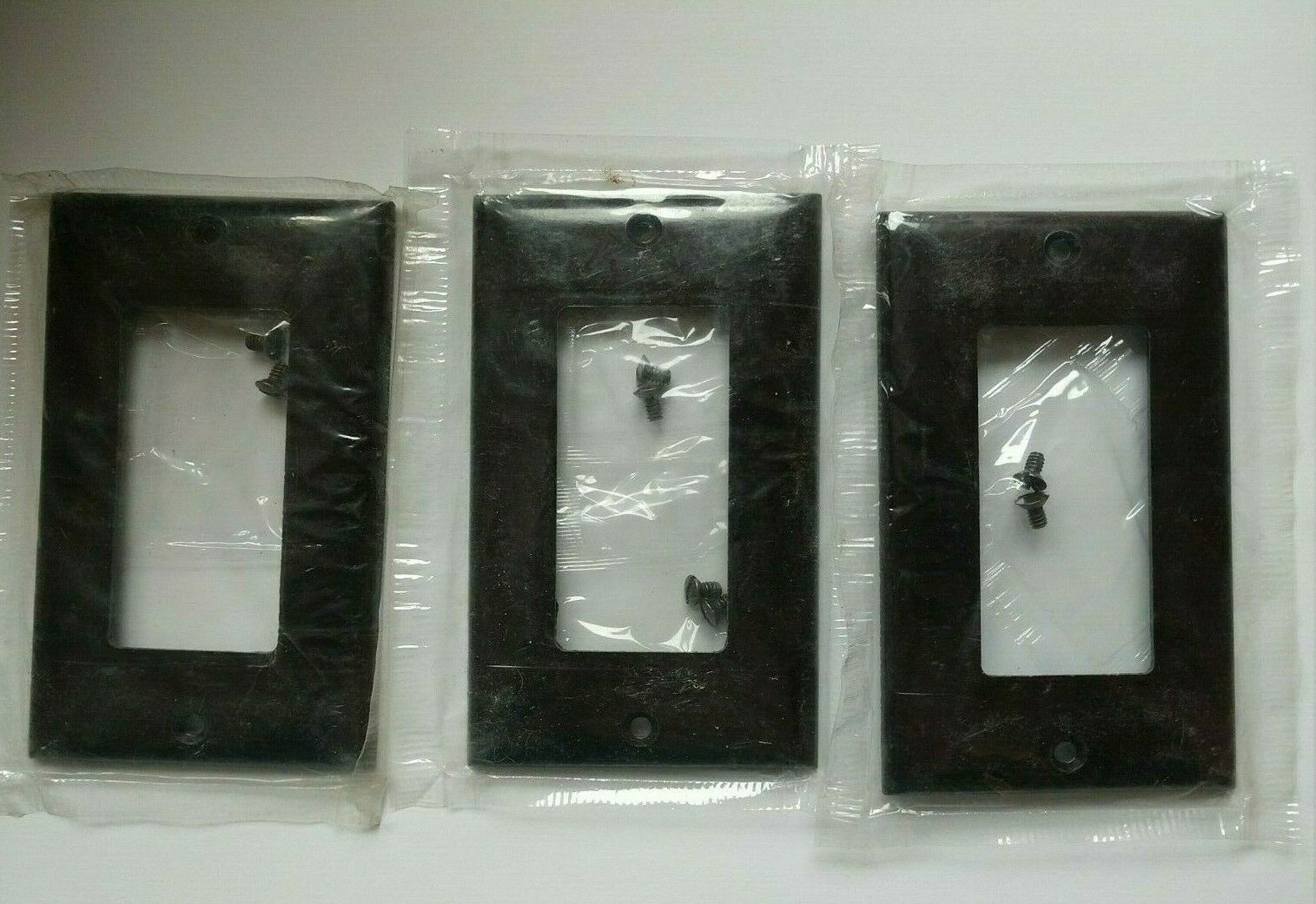 New Old Stock Lot of 3 Vintage Sierra 1 Gang Brown Wall Plates