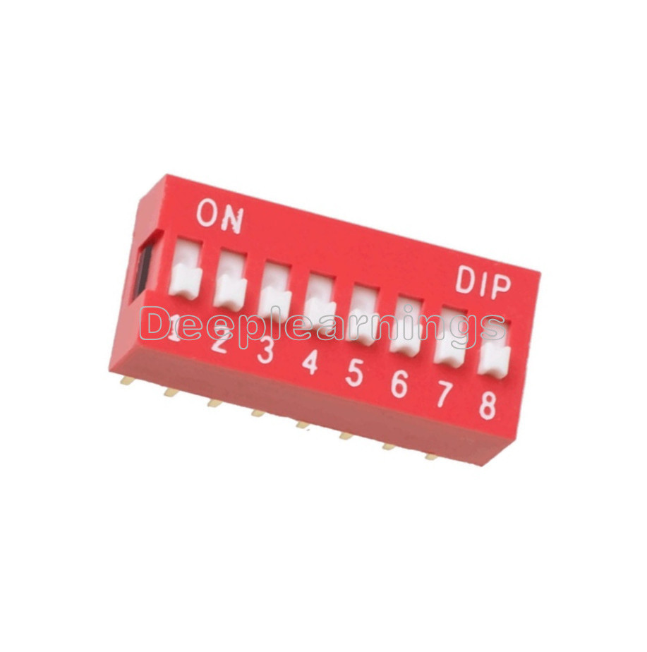 50PCS Slide Type Switch Module 2.54mm 8-Bit 8 Position Way DIP Red Pitch
