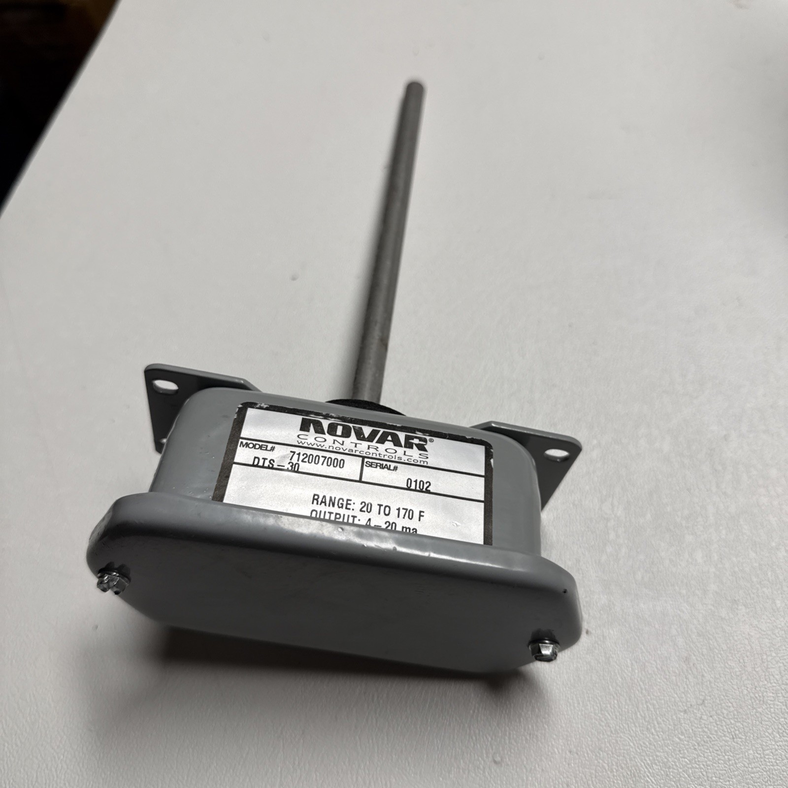 NOVAR CONTROLS 712007000 DUCT TEMPERATURE SENSOR 20-170F 4-20MA