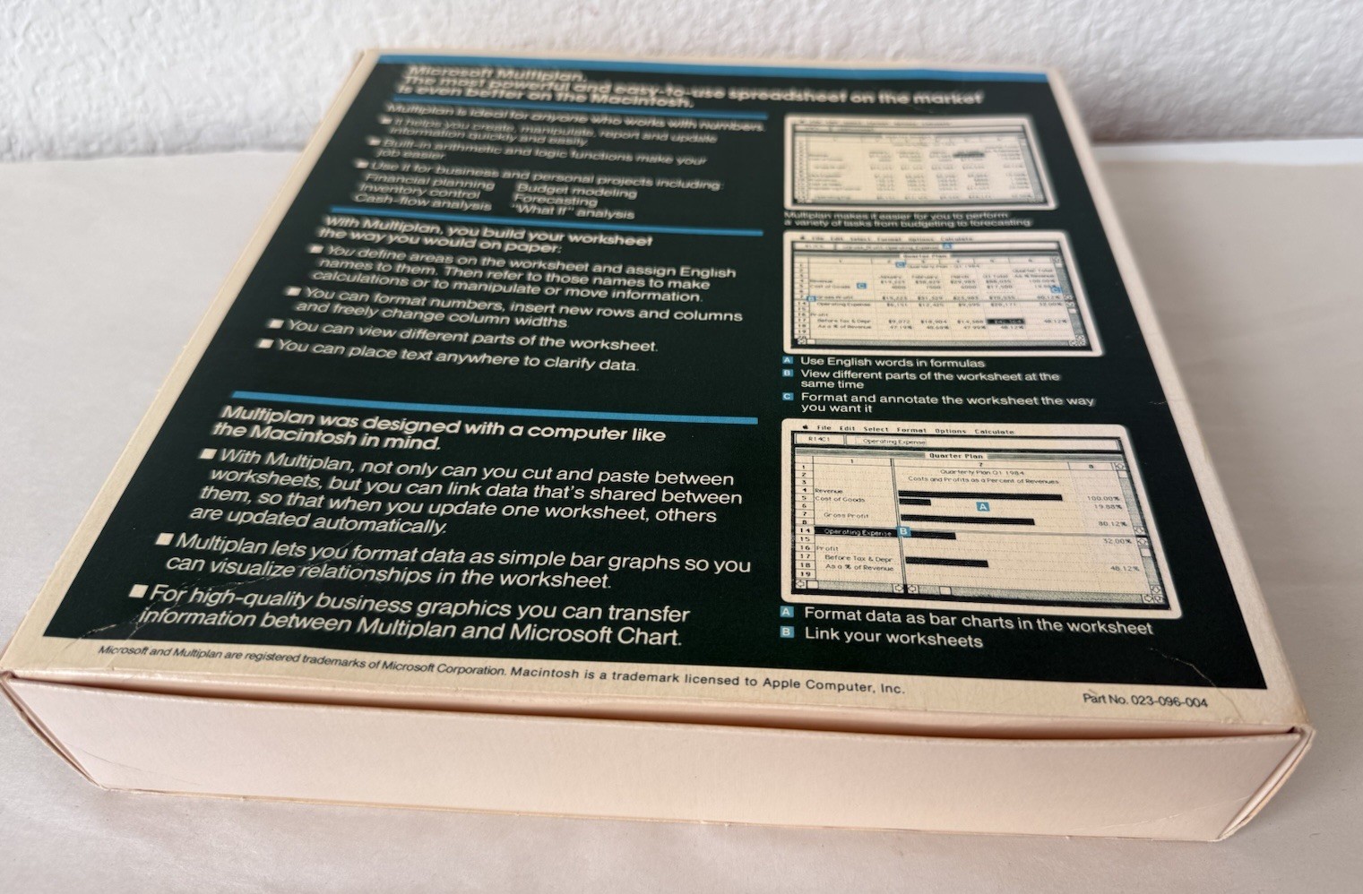 Microsoft MULTIPLAN Electronic Spreadsheet Program Apple Macintosh No Floppy