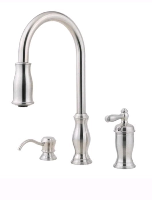 Pfister Hanover GT526-TMS 1 Handle Pull Down Kitchen Faucet With Soap Dispenser