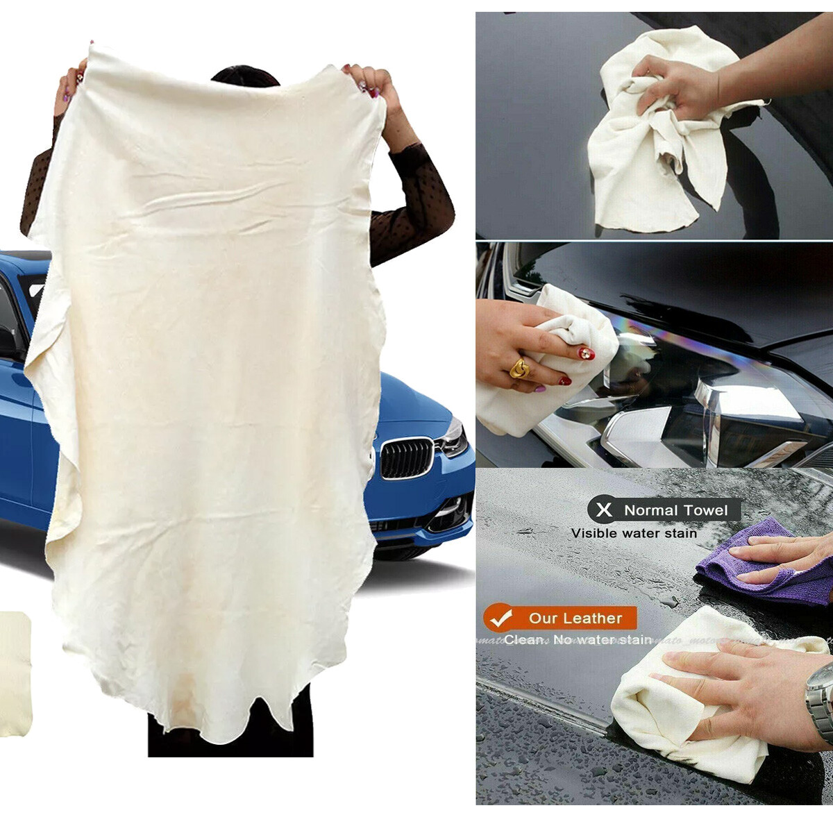 Car Drying-Towel Natural-Chamois Leather Cleaning Shammy PU Cloth Absorbent