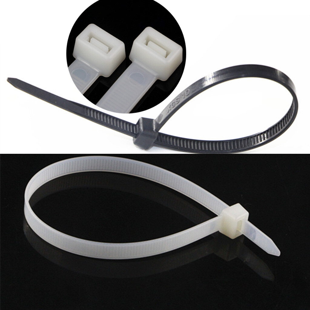 12×300mm Wire Cable Zip Ties Wraps Black White Nylon Extra Large Wide Heavy Duty