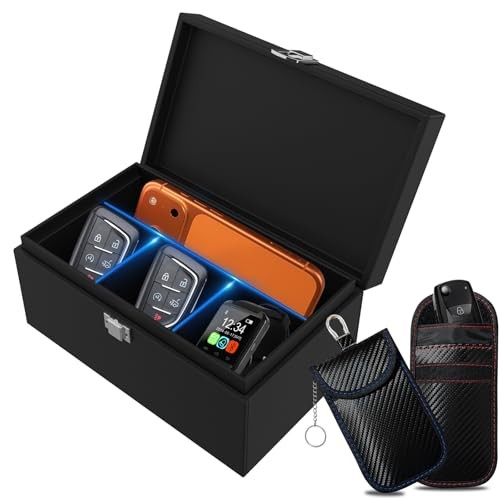 Faraday Box & Faraday Bag for Key Fob Protector | Extra-Large[2 Phones+6 Keys]