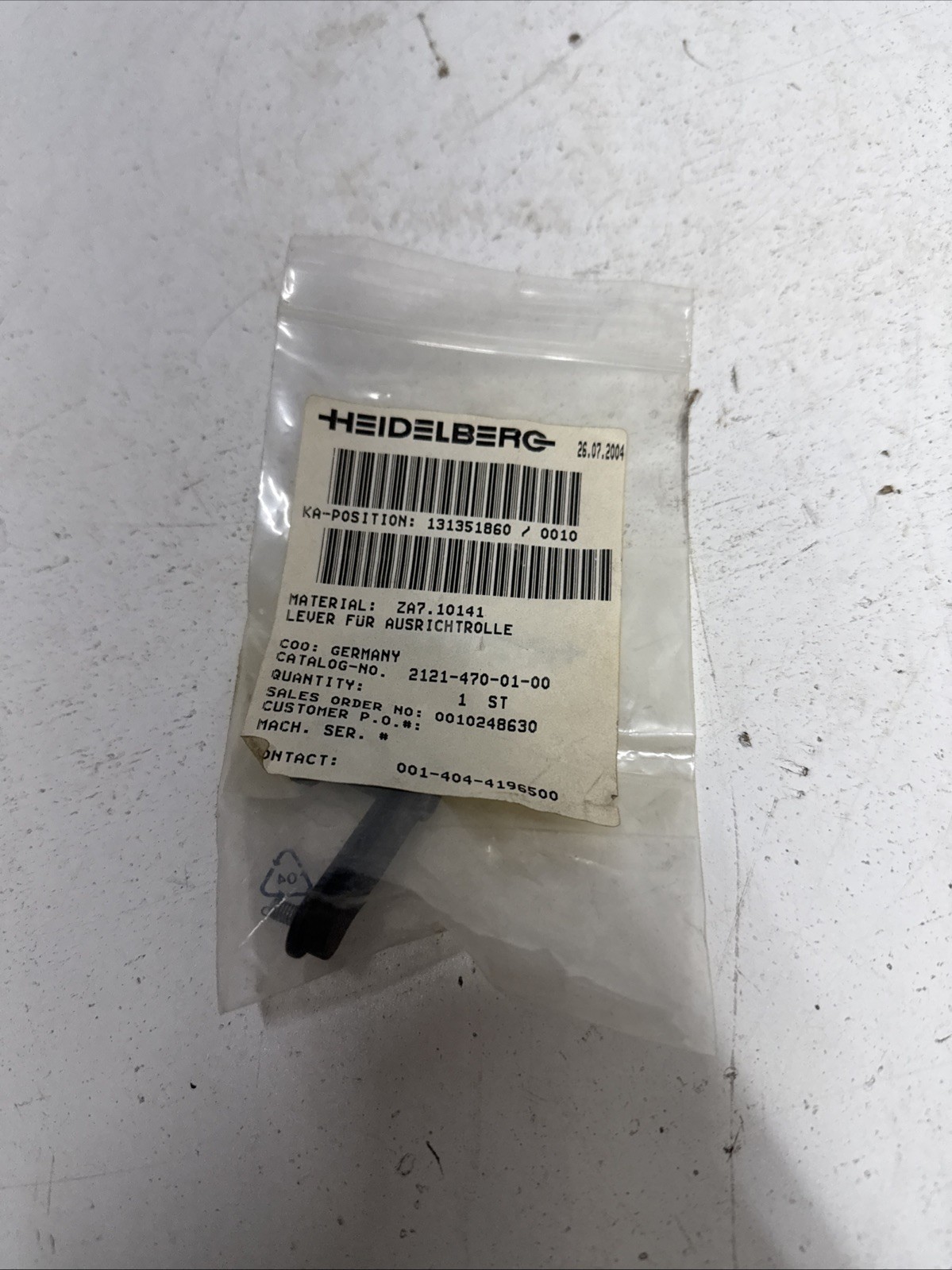 HEIDELBERG ZA7.10141 LEVER **NOS**