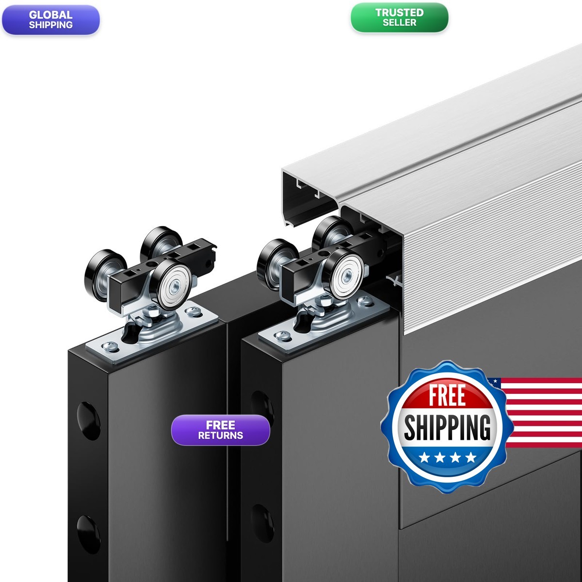 Coshomer 6Ft Bypass Door Hardware Closet Door Track Kit Top-Mounted Style Made