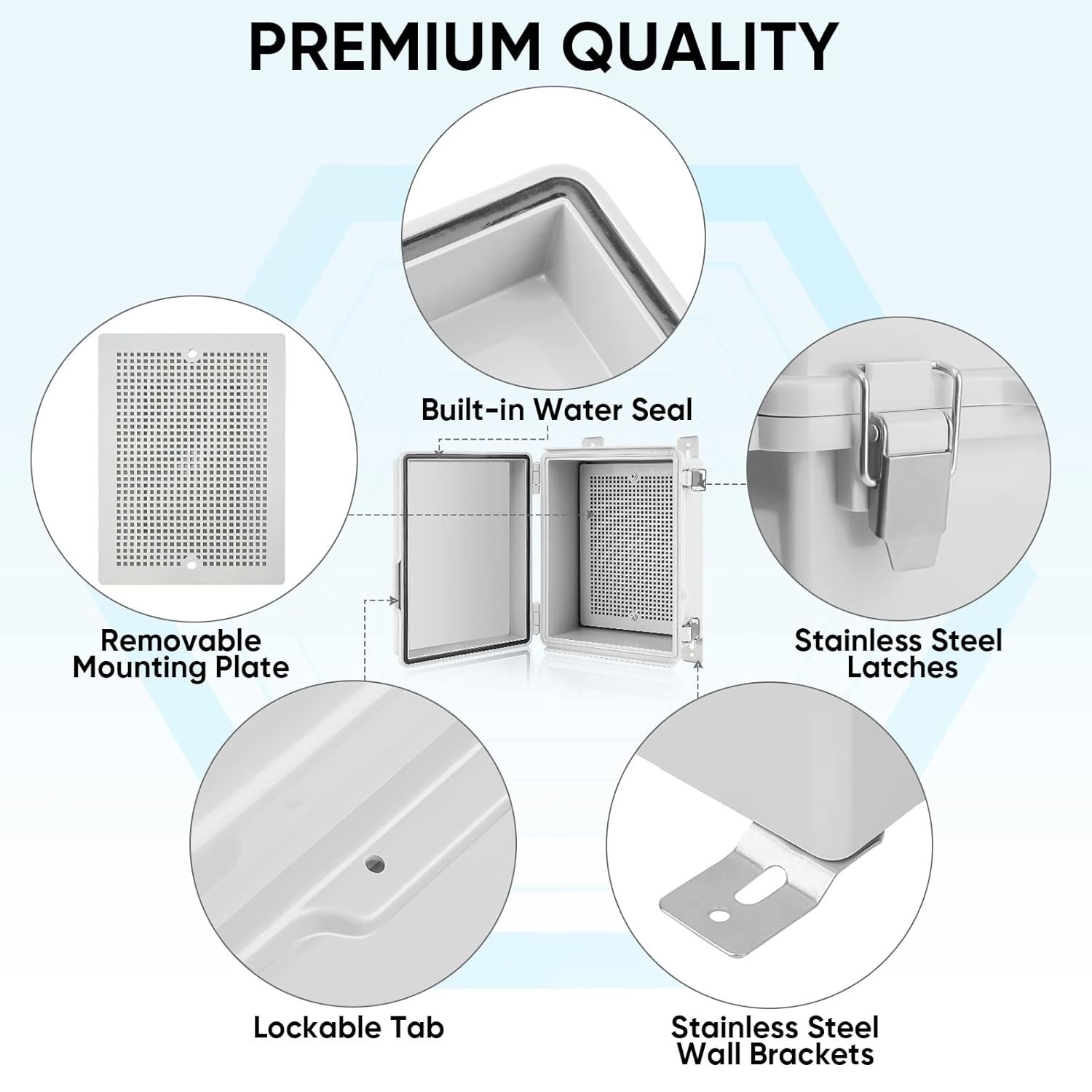 High-Quality Waterproof Junction Box | Includes Mounting Plate & Brackets