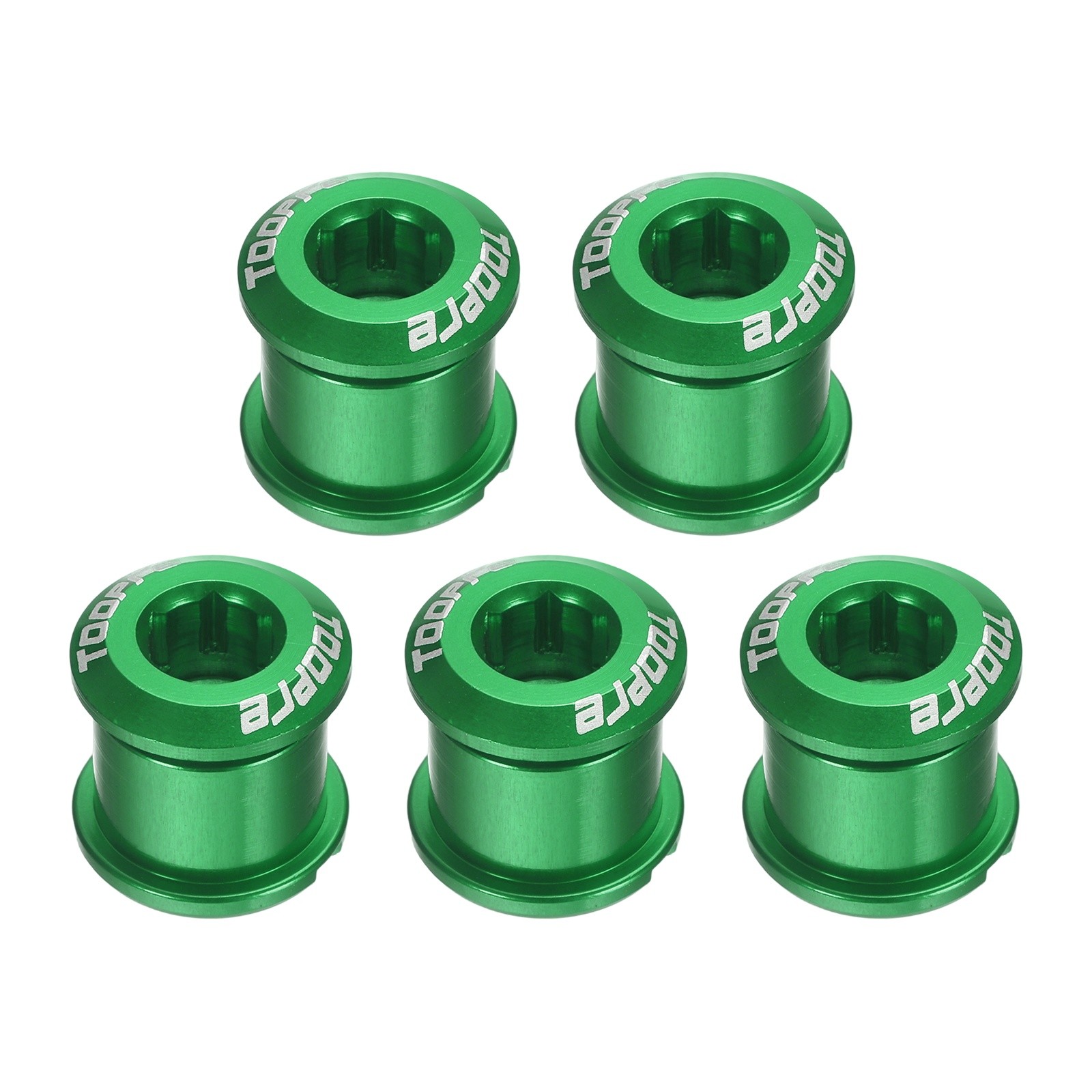 5pcs Double Chain Ring Bolts M8 Aluminum Alloy Bike Chainwheel Screws, Green