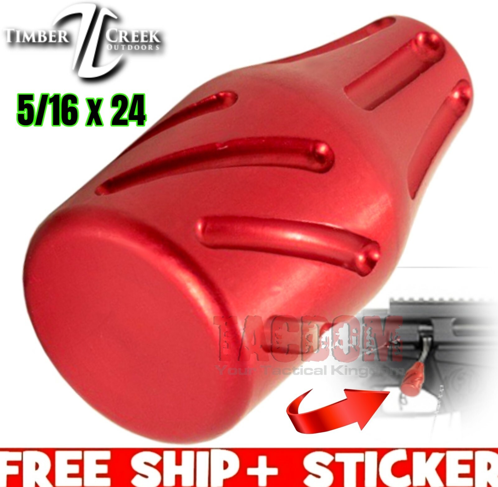 Timber Creek Outdoors Billet Alumin Bolt Action Knob 5/16x24 thread RED Ruger