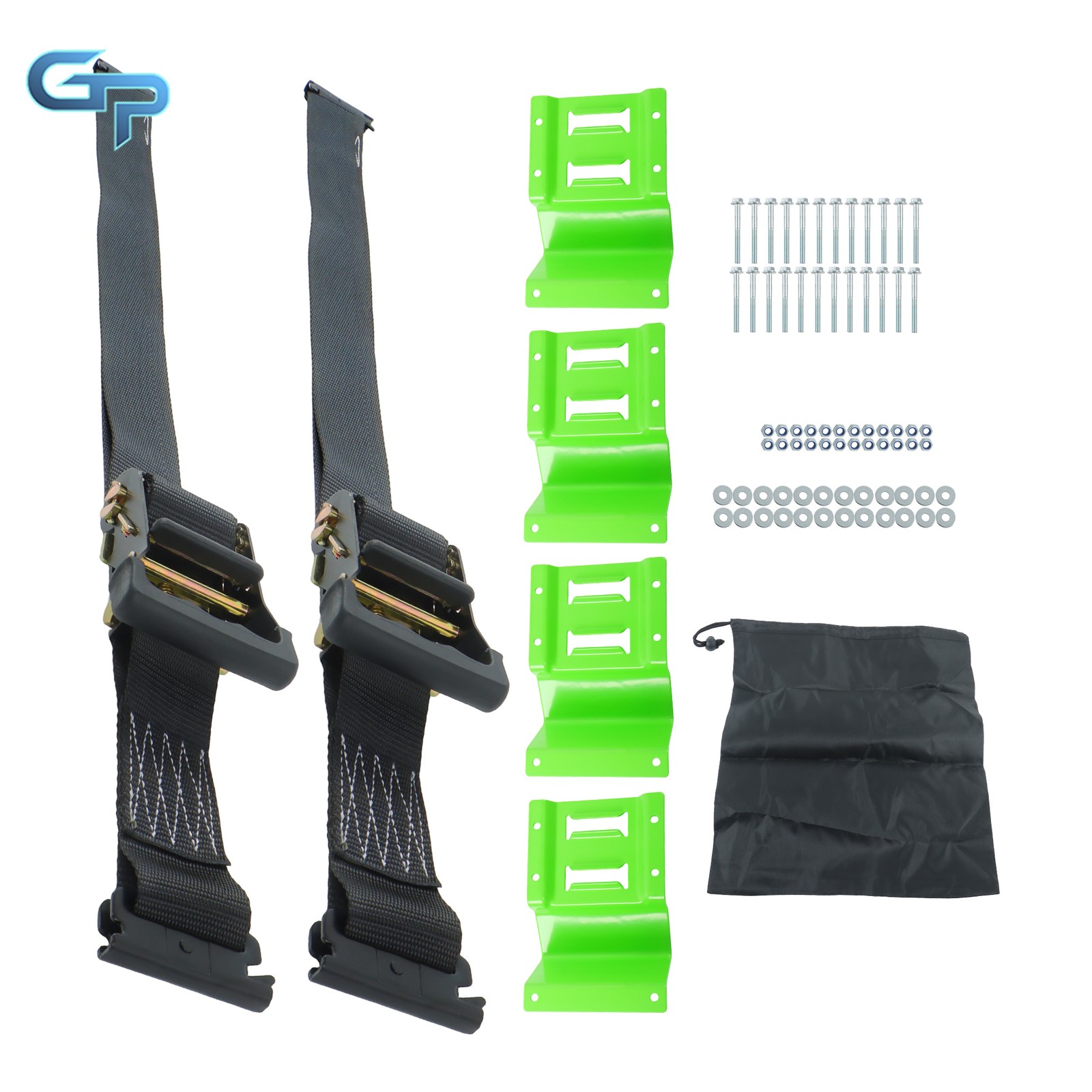 E Track System 8' Black Ratchet Straps Trailer Tire With Wheel Chocks Polyester