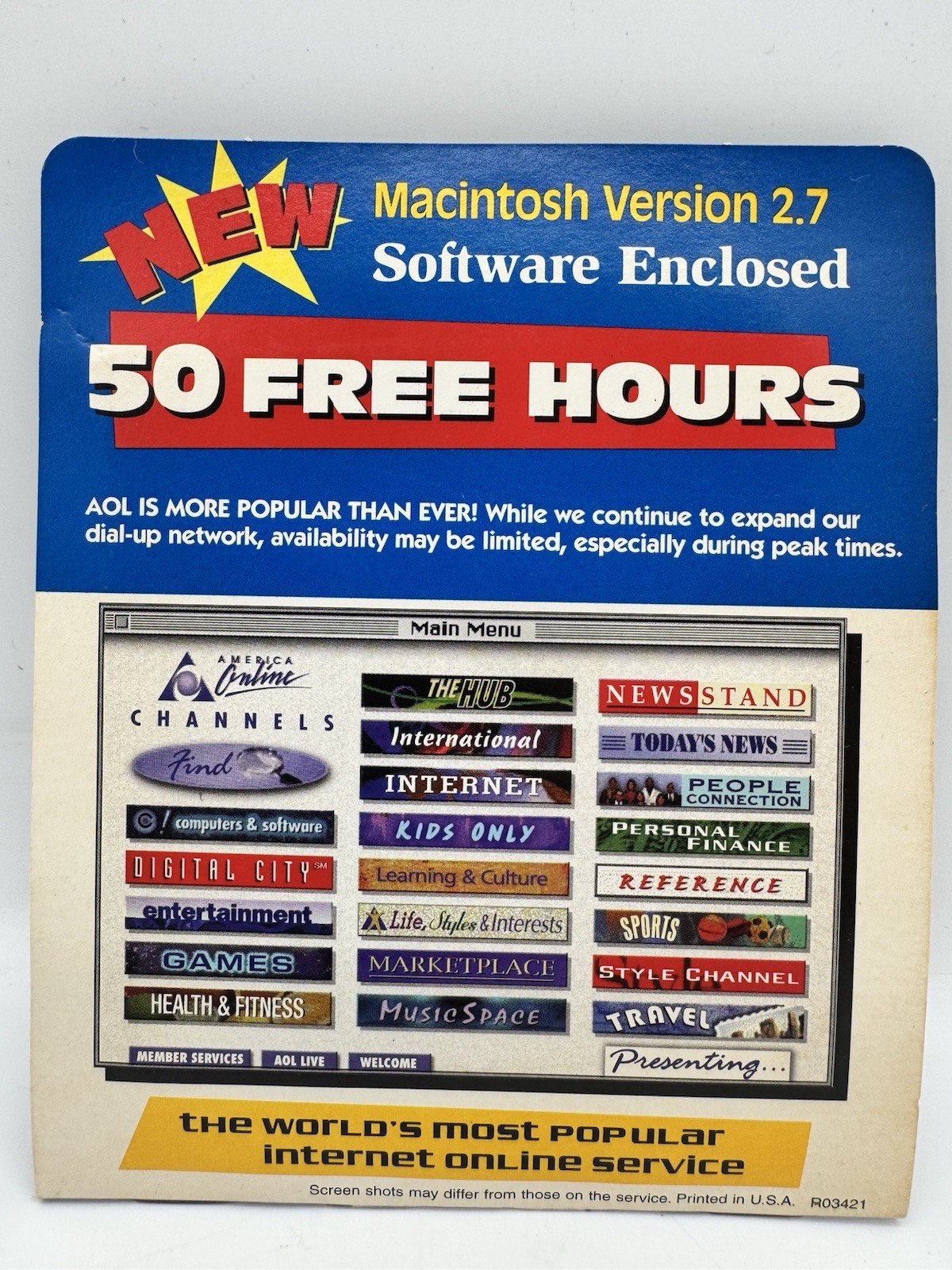 America Online AOL 3.5" Floppy Disk Mac Macintosh Version 2.7 Floppy Sealed