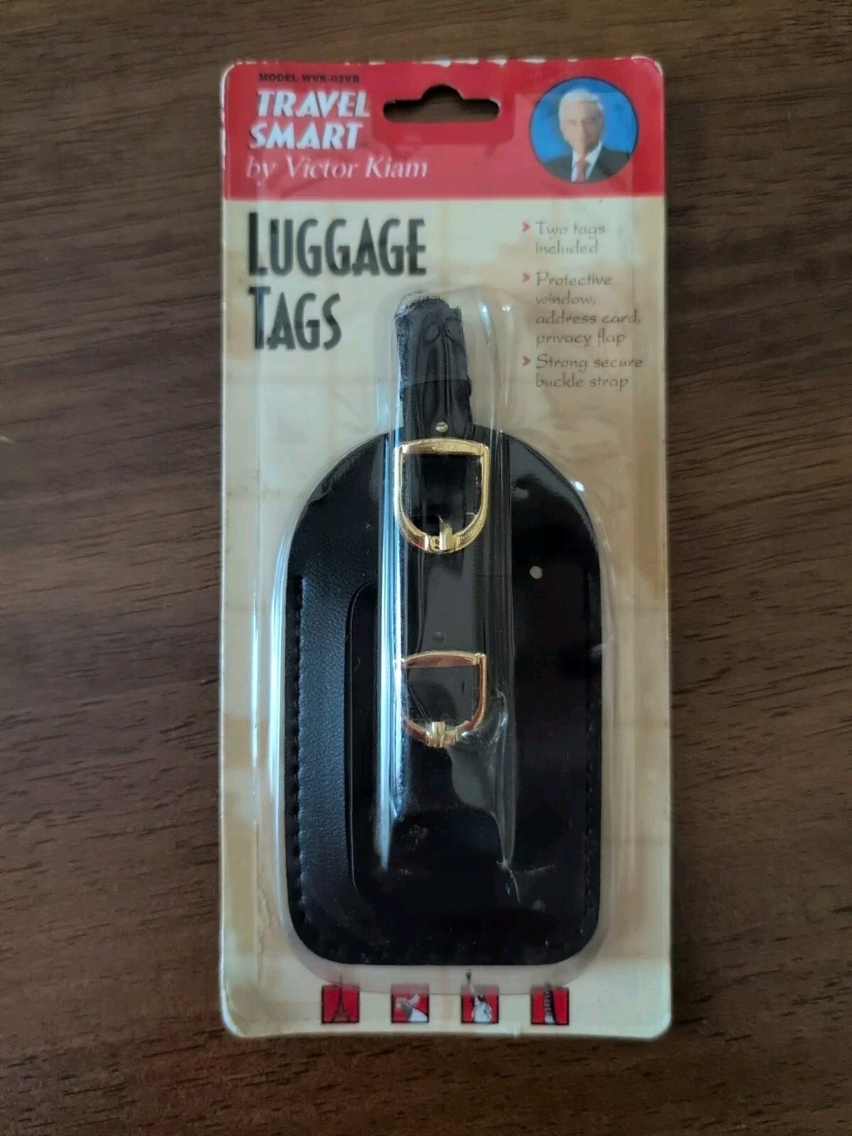 Travel Smart Luggage Tags Black Vinyl w Buckle Strap Vtg 1998 Two Tags Included