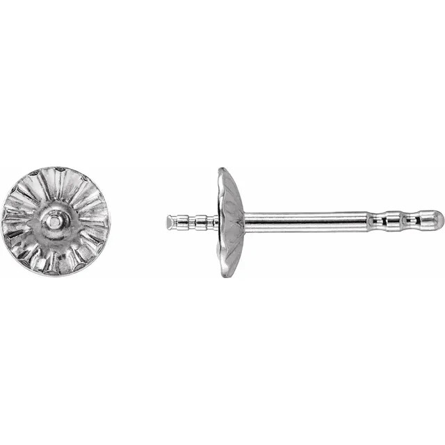 14K Gold Pearl Cup Earring Stud Setting 3mm-14mm Pearl 1 Piece