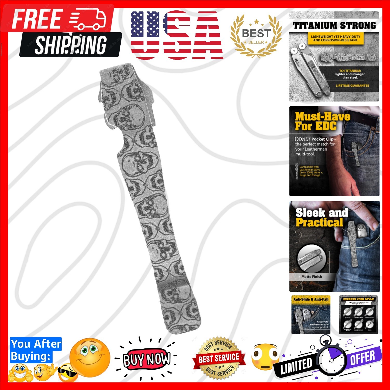 Pocket Clip for Wave, Wave Plus+, Alpha, Surge & Charge AL, ALX, Ti, XTi - Ti...