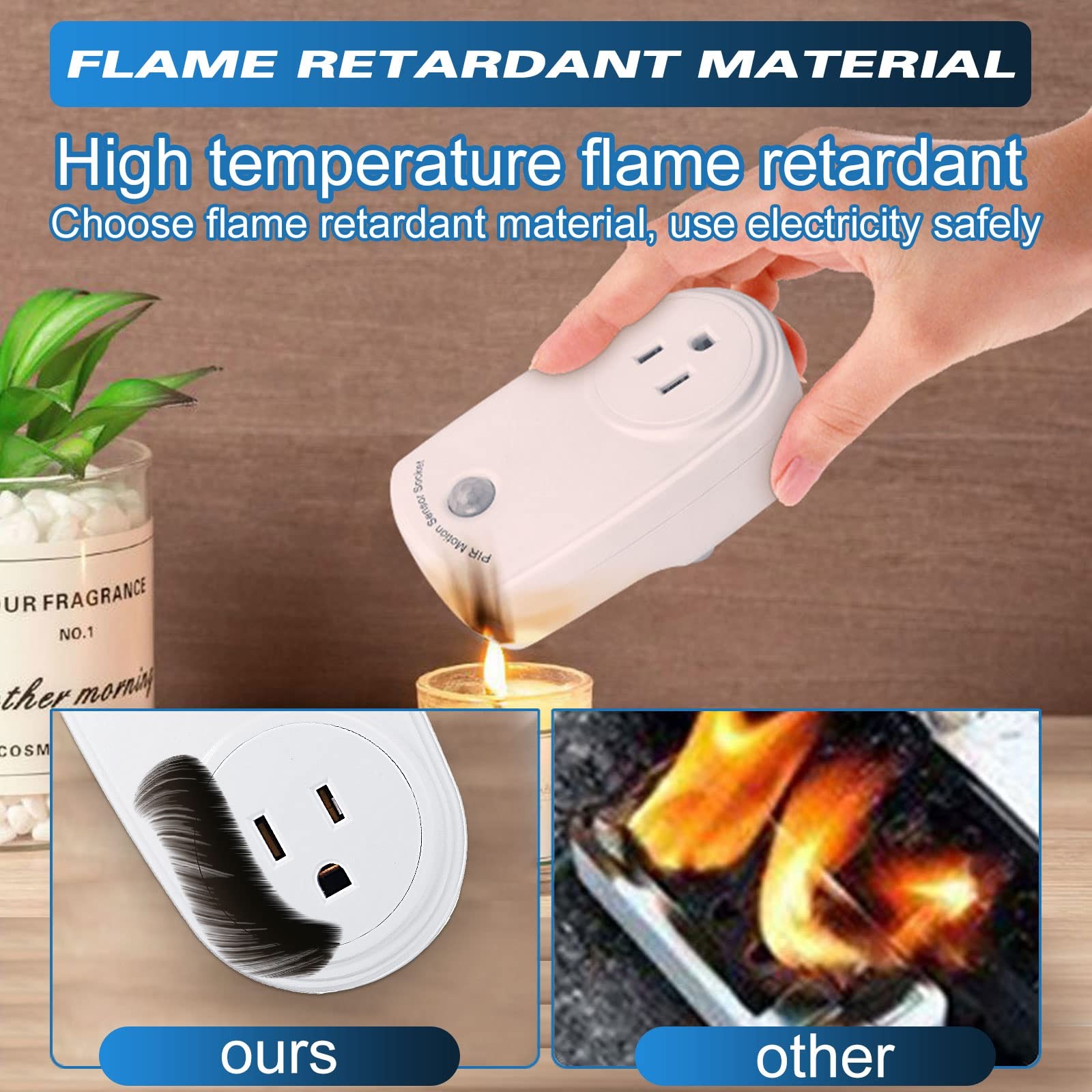 4 Pieces Motion Sensor Sockets Indoor Plug in Sensor Light Control Switch 120...