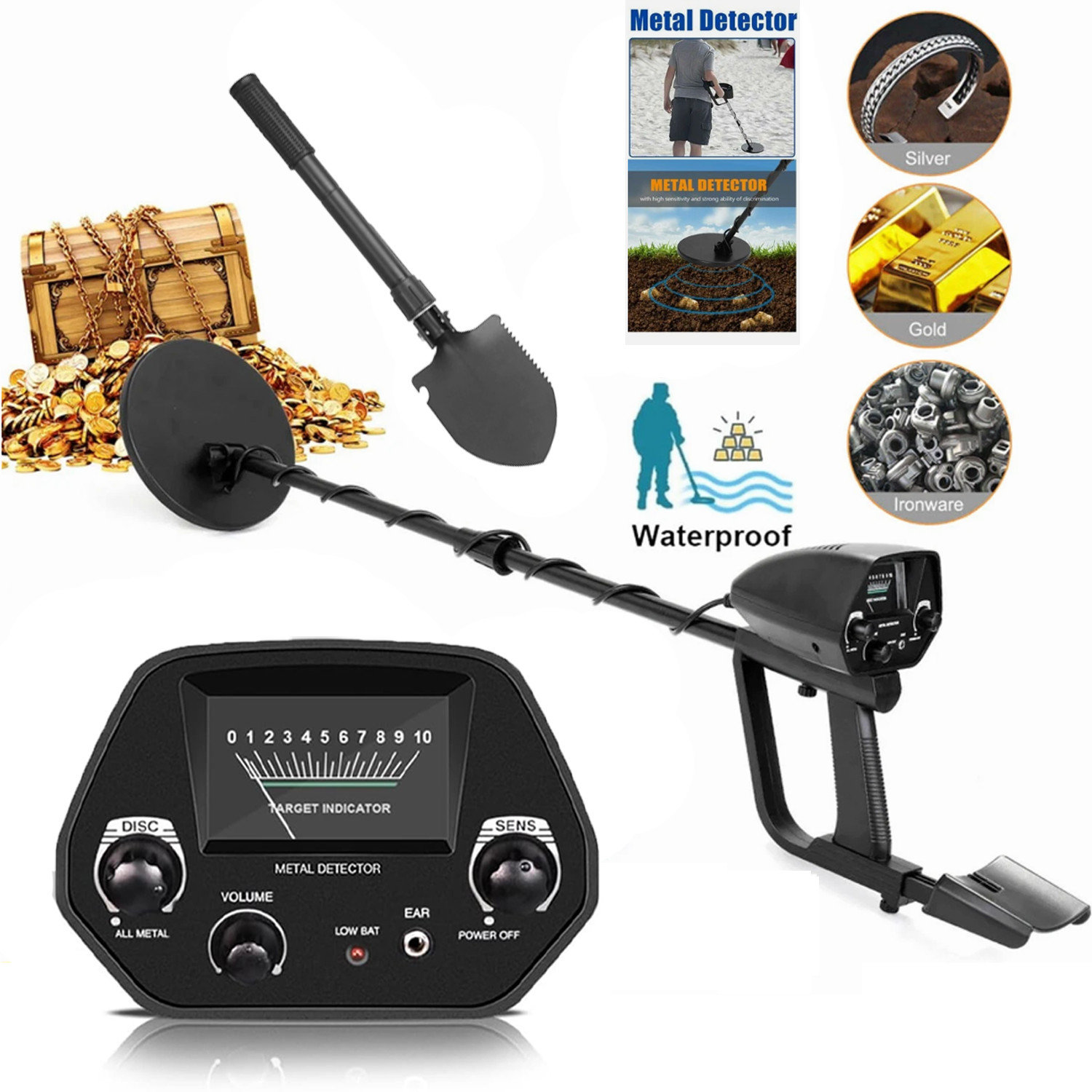 Metal Detectors Waterproof LCD Gold Digger Deep Sensitive Hunter Coil Searcher