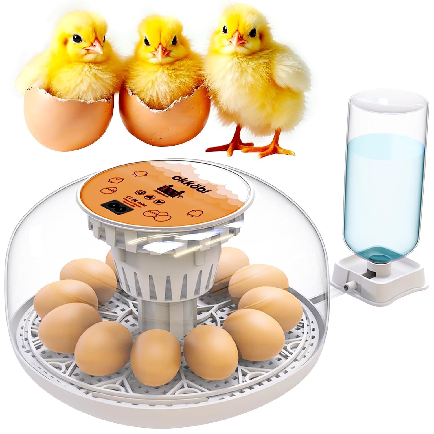Okkobi M12 Automatic Egg Incubator with Humidity Control - 12/24 Eggs Capacity