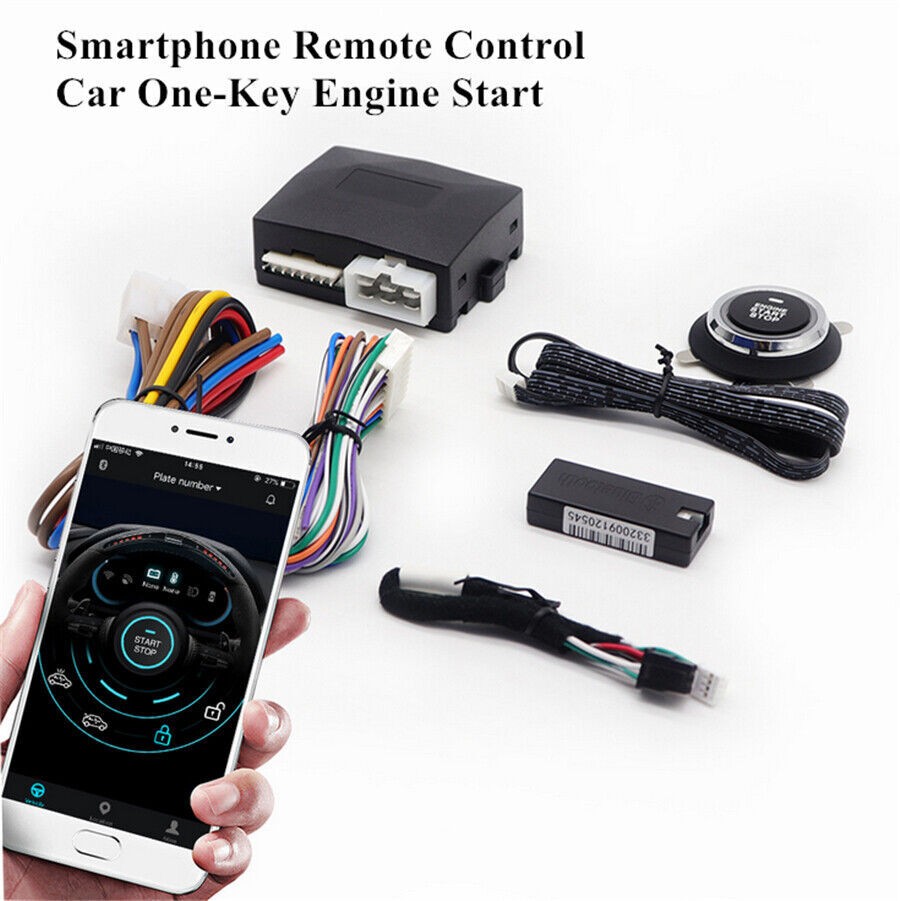 12V Universal Car One-Key Engine ON / OFF Push Button BT-APP Remote Control Kit