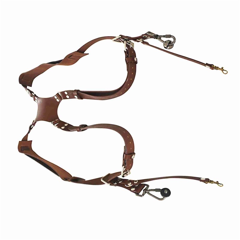 Leather Dual Shoulder Camera Strap Adjustable Camera Harness Rivet Design