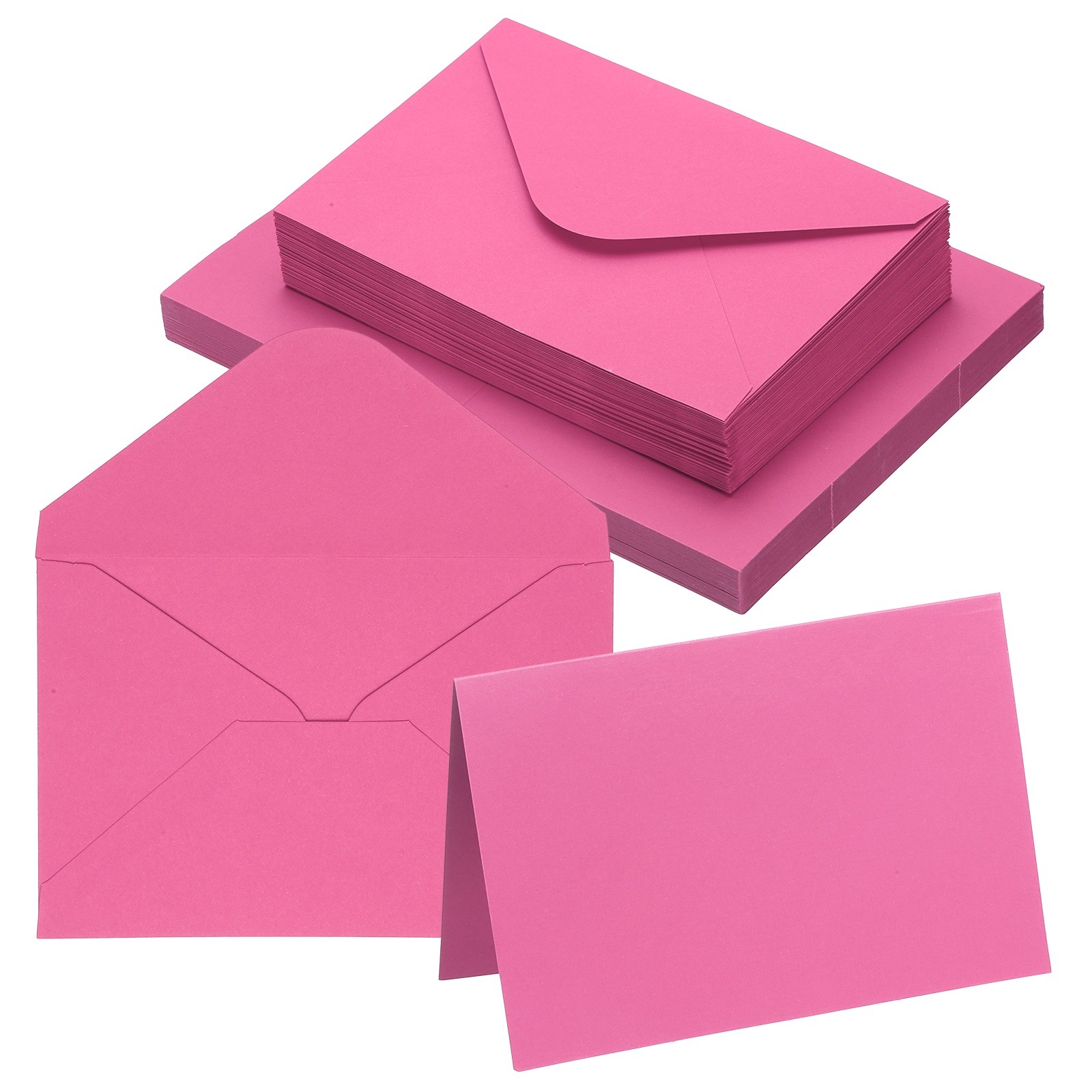 50Sets 4 x 6" Blank Greeting Cards and Envelopes, Right Angles Cards, Rose Red