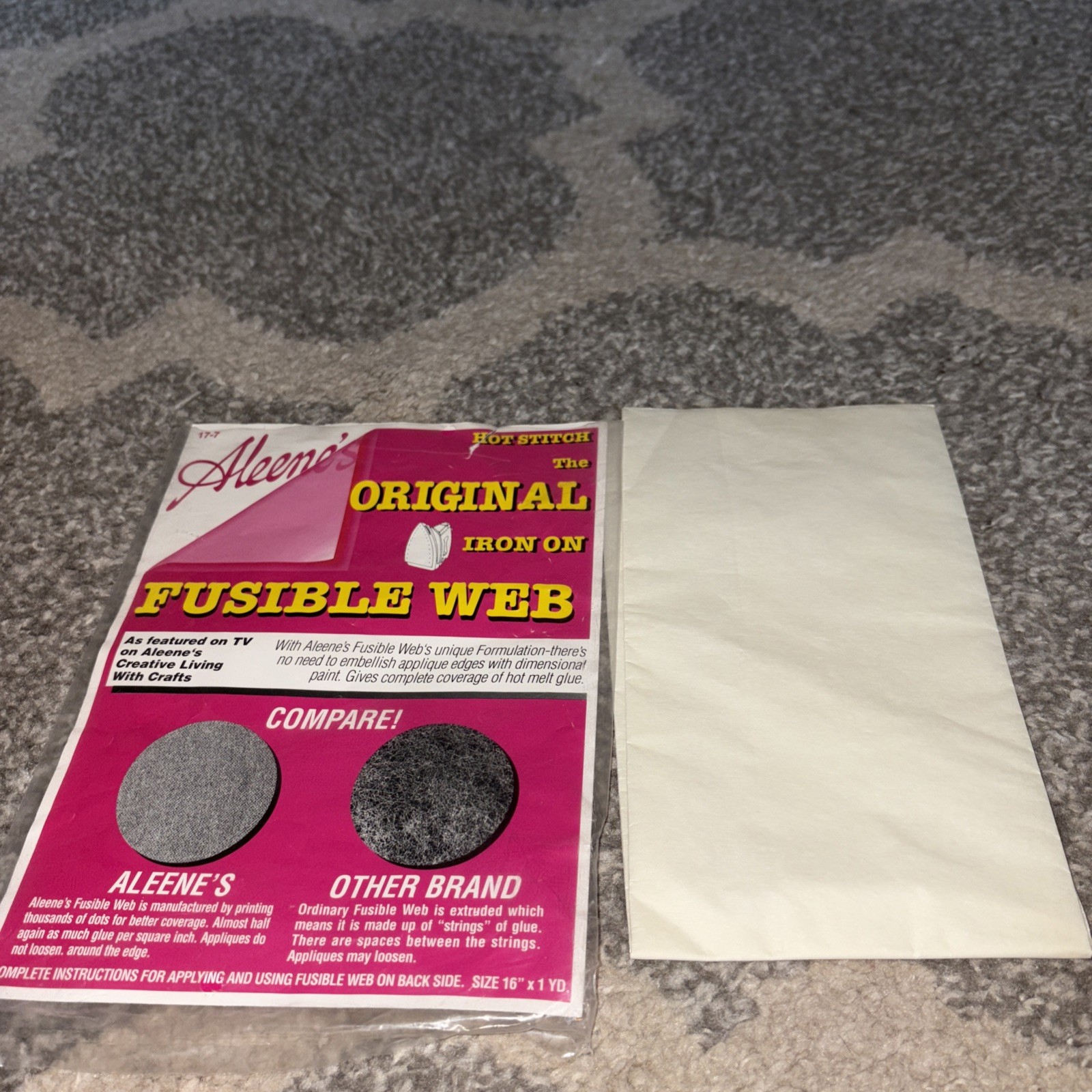 Aleene's Hot Stitch Fusible Web Paper Backed Adhesive Iron On 16" x 20" Piece