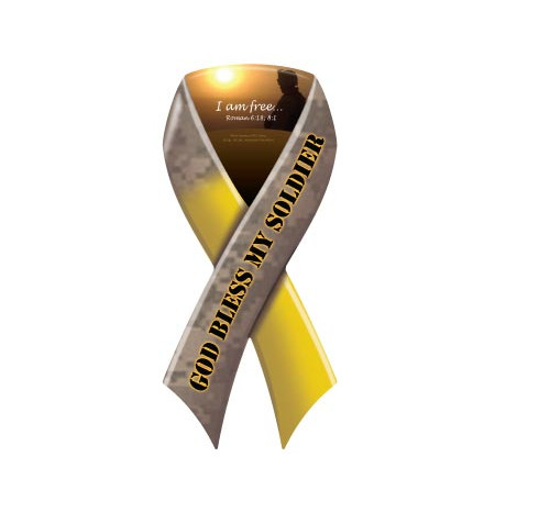 God Bless My Soldier I Am Free 4x9 Inch Ribbon Magnet