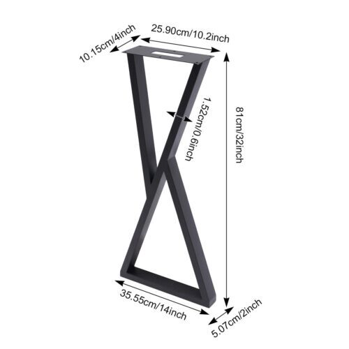 X-Shape 32" Metal Coffee Table Legs Set of 2 Steel Bench Desk DIY Furniture Legs
