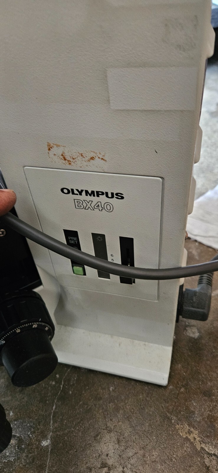 Olympus BX40F4 Microscope with 5 objectives, s/n 8H10440