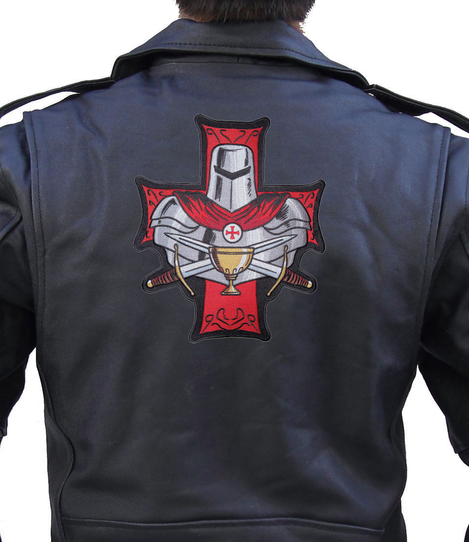Templar Holy Grail Christian Embroidered Biker Patch Large Size FREE SHIP