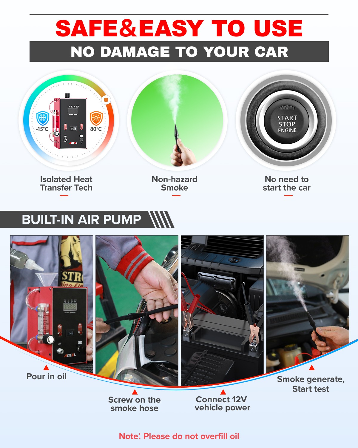 ANCEL L300 Digital Display EVAP Smoke Machine Test Pipe Leak Detector Diagnostic