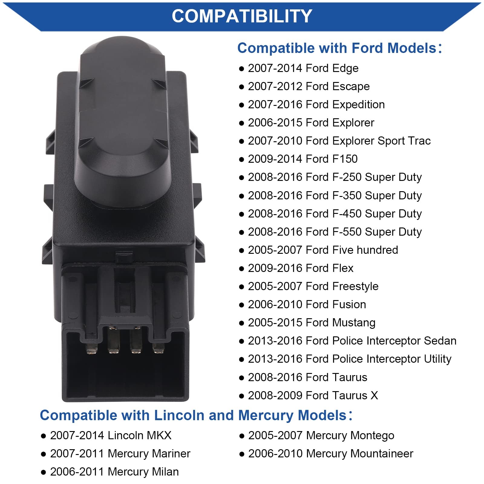 Obaee 6 Way Power Seat Adjustment Switch Driver Side Passenger Black