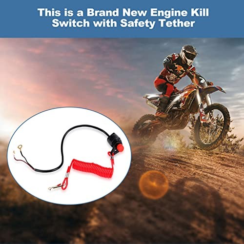 Boat Kill Switch, Outboard Engine Stop Switch with Tether Lanyard Cord,