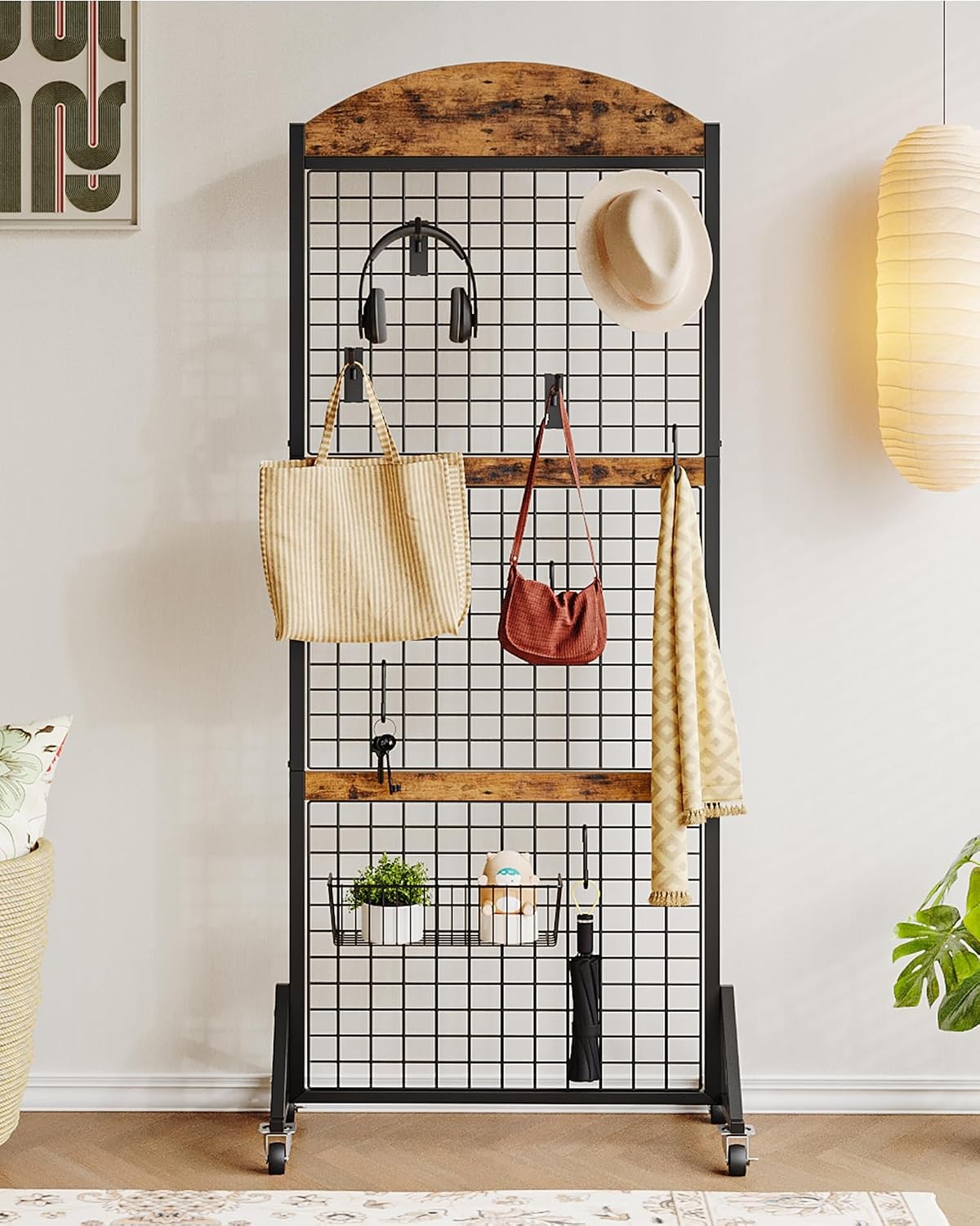 Grid Wall Panel 5.7' x 2' FT Grid Display Rack 2 Pack Movable Gridwall Display
