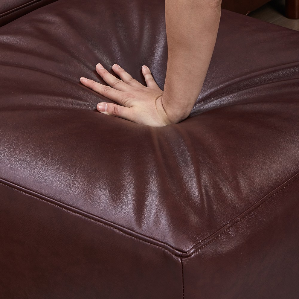Burgundy 2-Seater PU Leather Sofa, Breathable Loveseat, Assembly Required