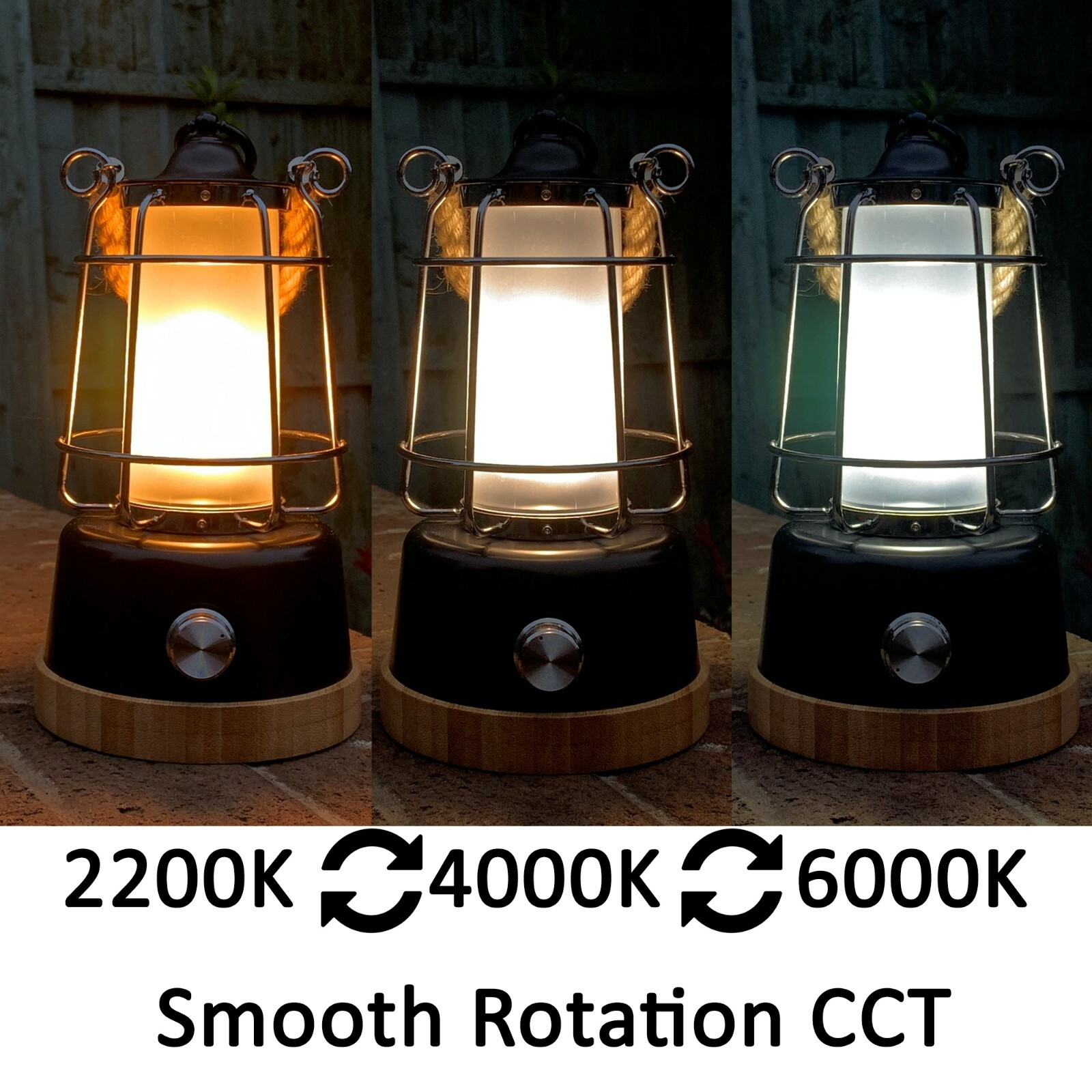 Retro Outdoor Water Resistant LED Lantern, Rechargeable, Dimmable