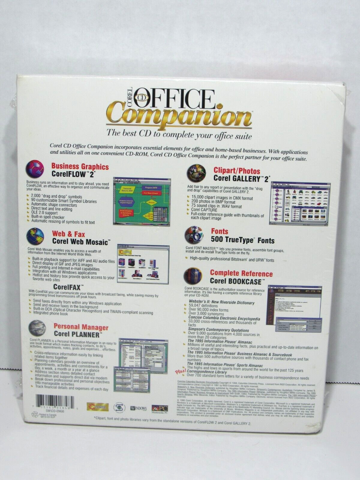 Corel Office Companion Suite Complete Business Management Software Windows 3.1
