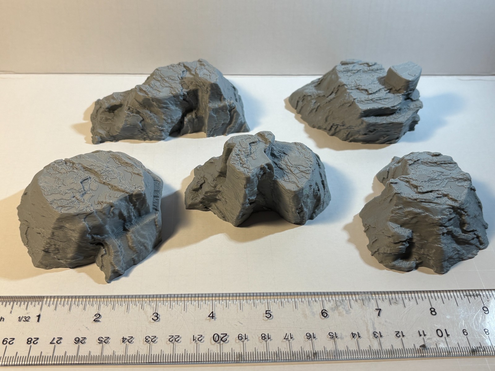 Rock Formations for Dioramas/Train Scenery. Unpainted Gray!  3D .   5 total.
