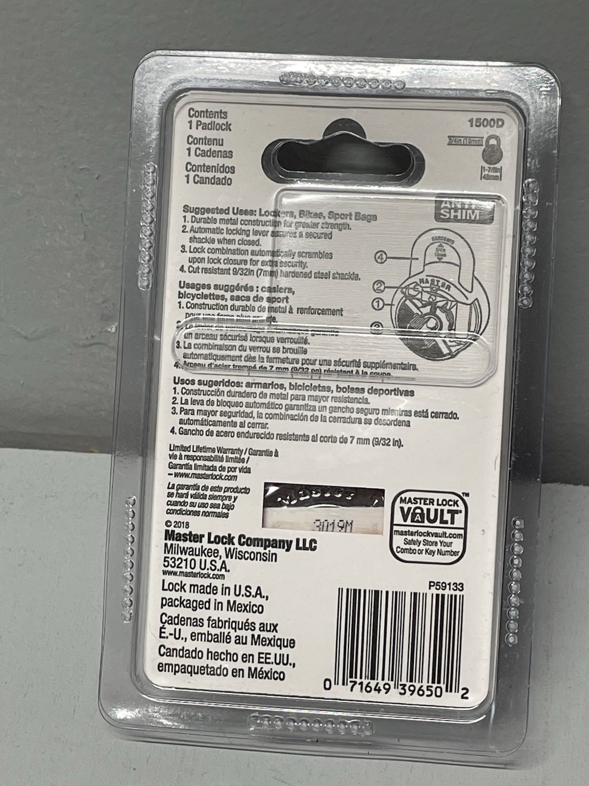 Master Lock 1500D 1 7/8" Combination Dial Padlock School College Storage New