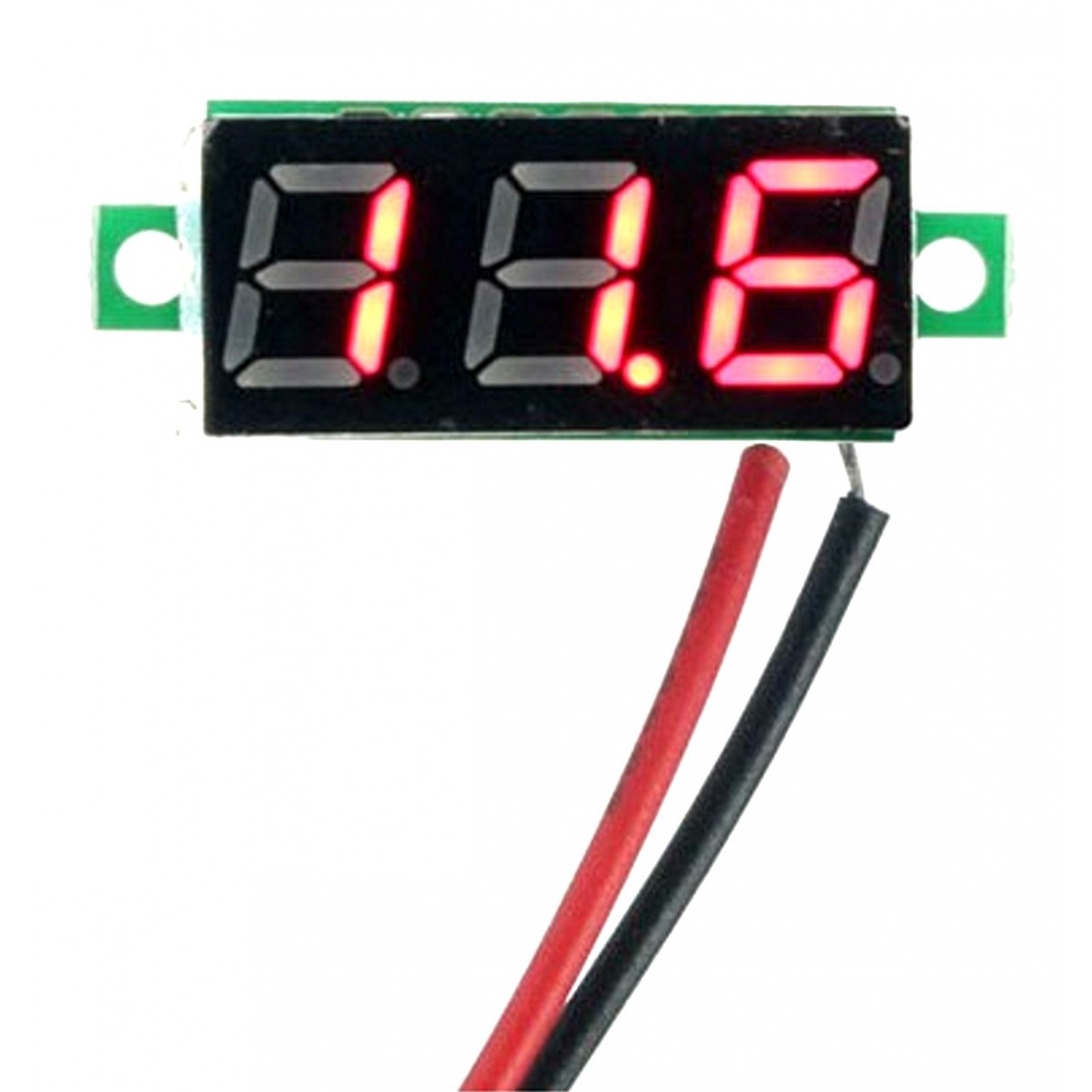 Mini Voltmeter Bright Red Display Measures 2.5-30 V 2 Wires