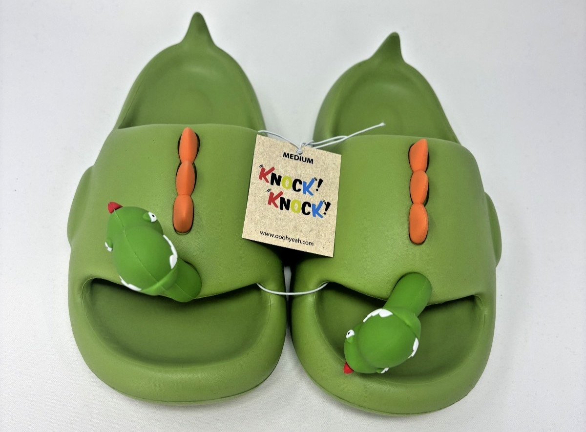 NWT - Fun Knock Knock Dinosaur Slides US SZ 8