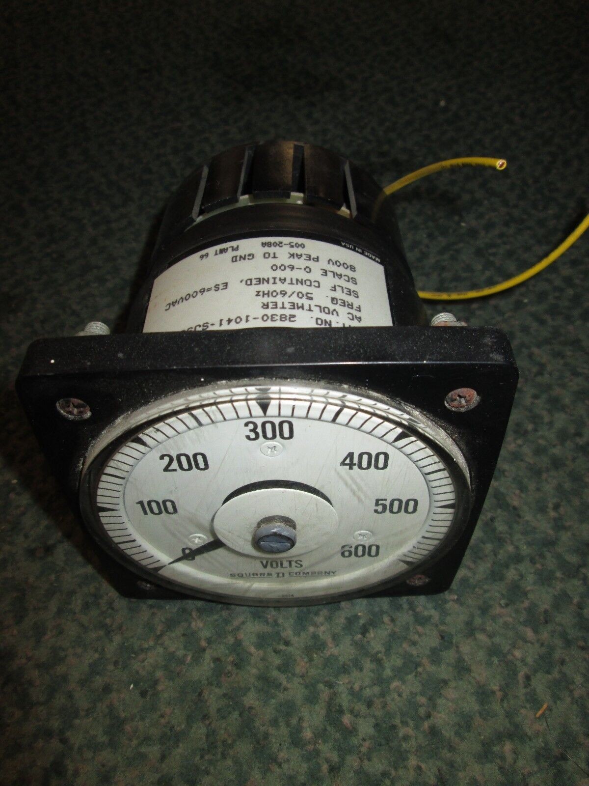 Square D AC Volt Meter 63090 460 68 Range 0-600V Used