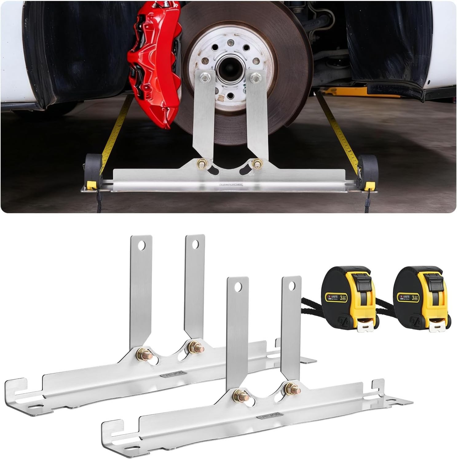 Wheel Alignment Tool, 2 PCS Stainless Steel Heavy Duty Toe Alignment Plates with