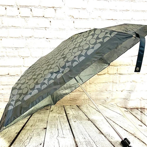 Coach UV Protection Mini Signature Umbrella C4322 Graphite - NWT