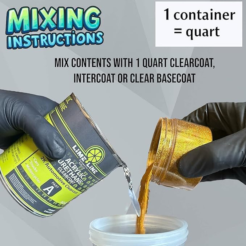 Lime Line Crushed Glass Metal Flake for Custom Paint